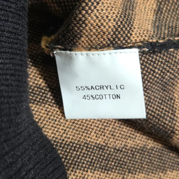 Queen of Sparkles Tiger Stripe Cardigan Sequin Tigers Black Camel Medium - Picture 13 of 14